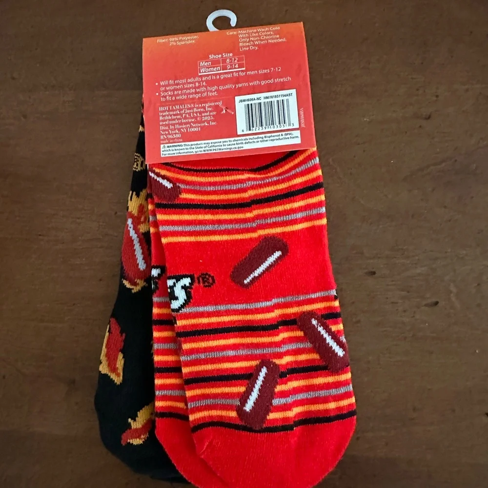 2 pairs Women and or Men's Low Cut Hot Tamala Socks - Red and Black
